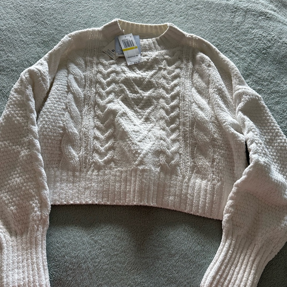 Hippie Rose long sleeve sweater, white, medium, super cozy, new with tags.